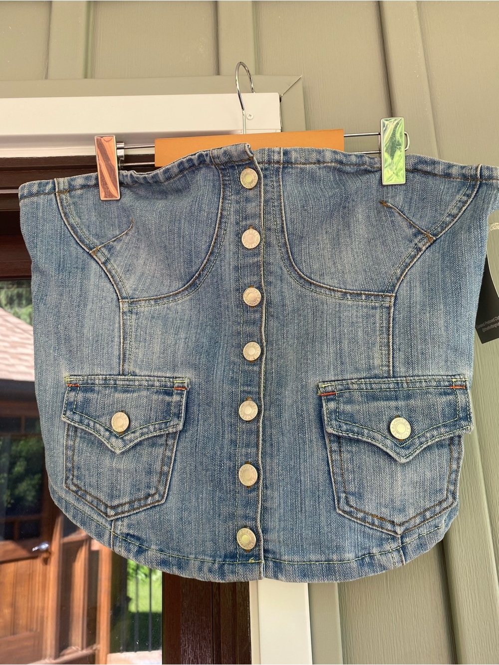 VINTAGE Y2K WET SEAL denim jean sleeveless top button front western large